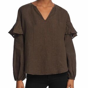 Velvet by Graham & Spencer Linen Ruffled Top